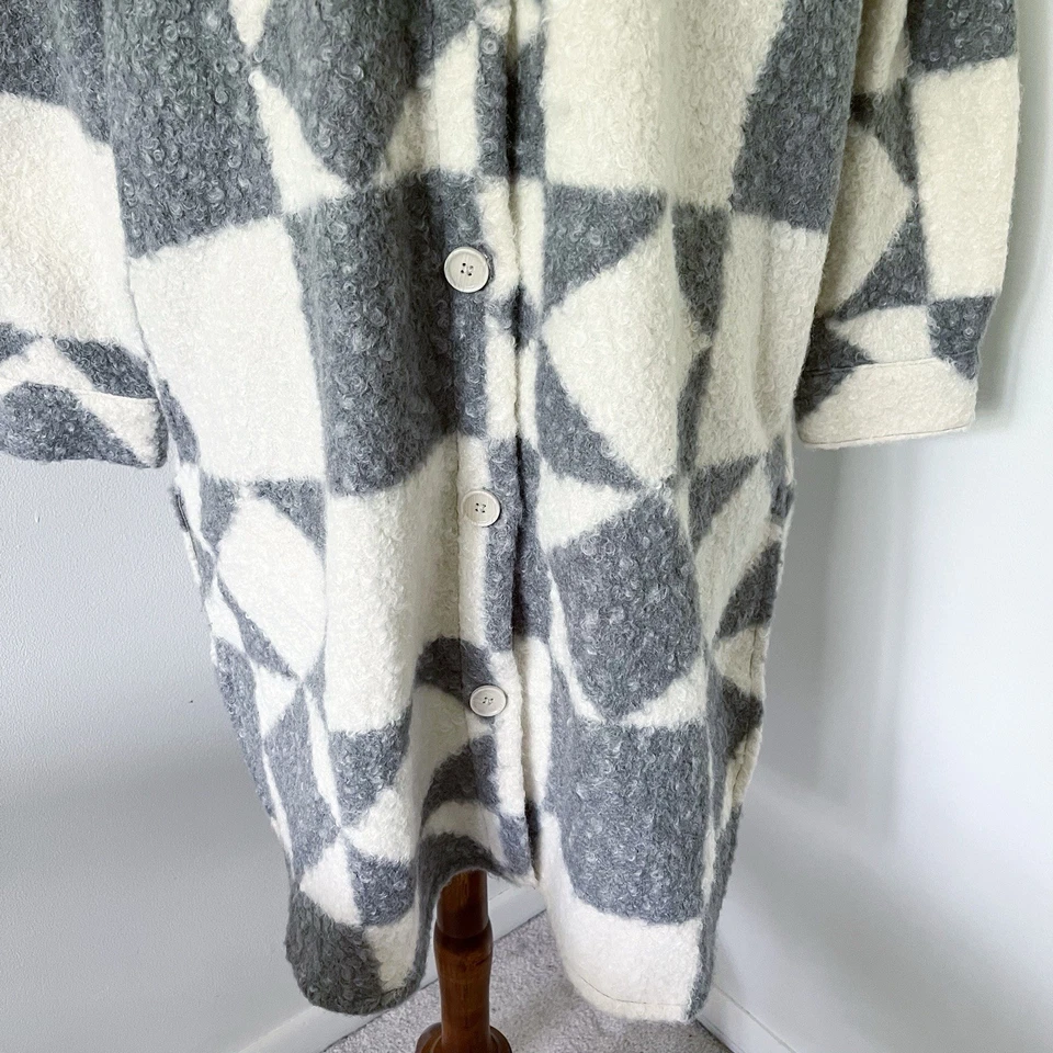 Chaqueta Camisa Maurices Gris Geo Longline XL Extra Grande Southwestern Boho Foto 4 de 4