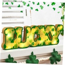 Leinuosen Light up St Patricks Day Decorations for Table Wooden Lucky Decor