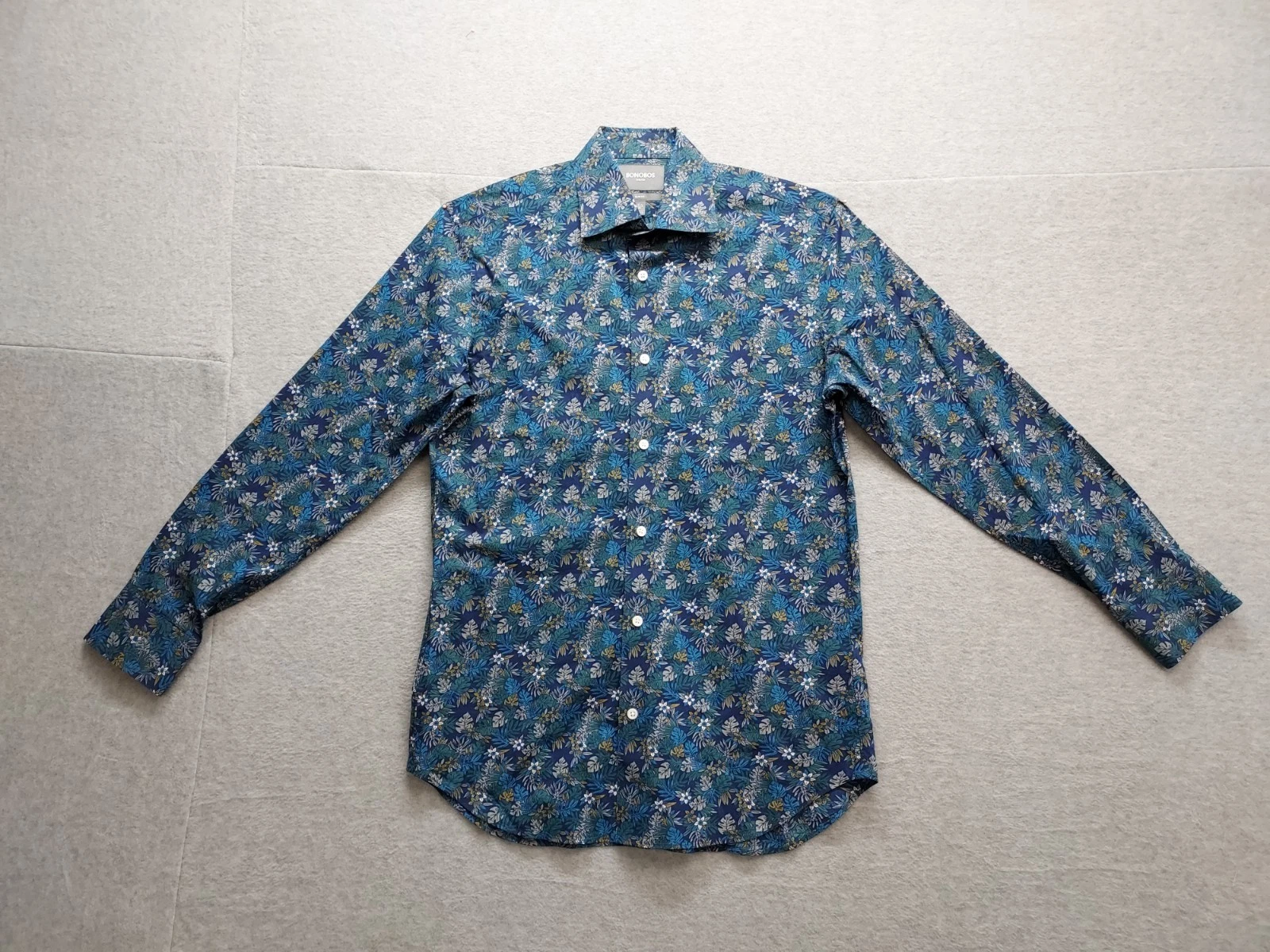 Bonobos Men Shirt 34 Multicolor Floral Button Up Collar Slim Fit Stretch Casual