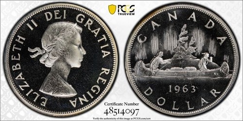 1963 Canada Gem PL Silver Dollar PCGS PL 67 Cam Superb!