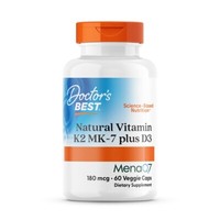 Doctor's Best, Natural Vitamin K2 MK-7 With Menaq7 Plus D3 180Mcg, 60
