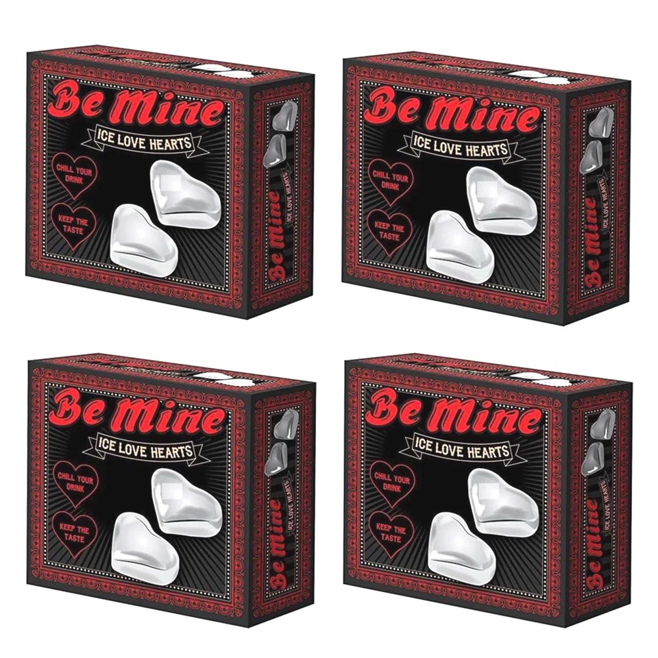 8er Set Edelstahl Eiswürfel Herz | Kühlwürfel Getränke Kühlsteine Whiskey Steine