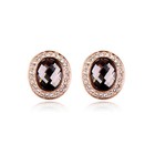 <!--F#f_0-->GORGEOUS 18K GOLD PLATED GENUINE SMOKEY GREY CUBIC ZIRCONIA OVAL STUD EARRINGS<!--F/-->