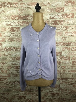 purple button down sweater