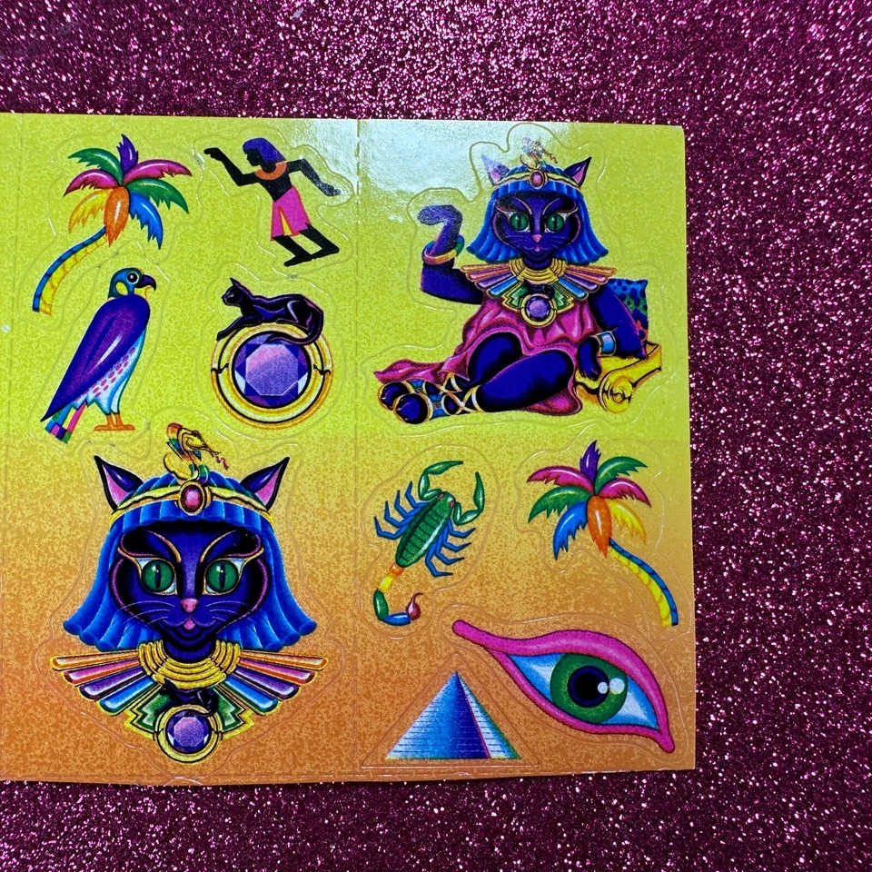 Pegatina Lisa Frank Cleocatra Cleopatra Gatito Gato Pirámide Joyas Escarabajo Egipcio Foto 4 de 4