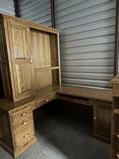 Amish Custom built oak Desk With bookcase 