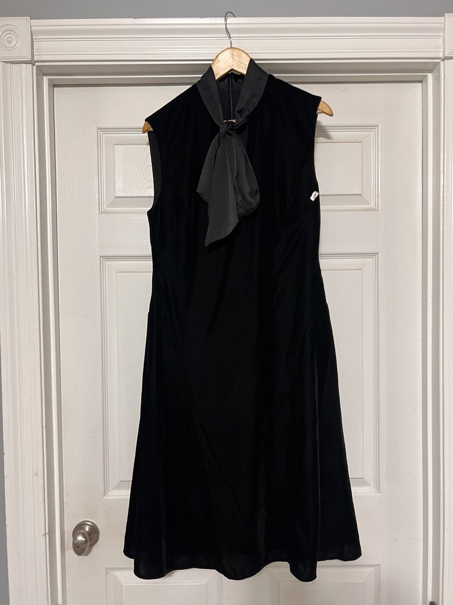 激安!Ralph Lauren 豪華ベルベット Velvet Tie-Neck Dress 黒 Lauren Ralph Lauren Tie-Neck Velvet Dress Womens 8 Black A