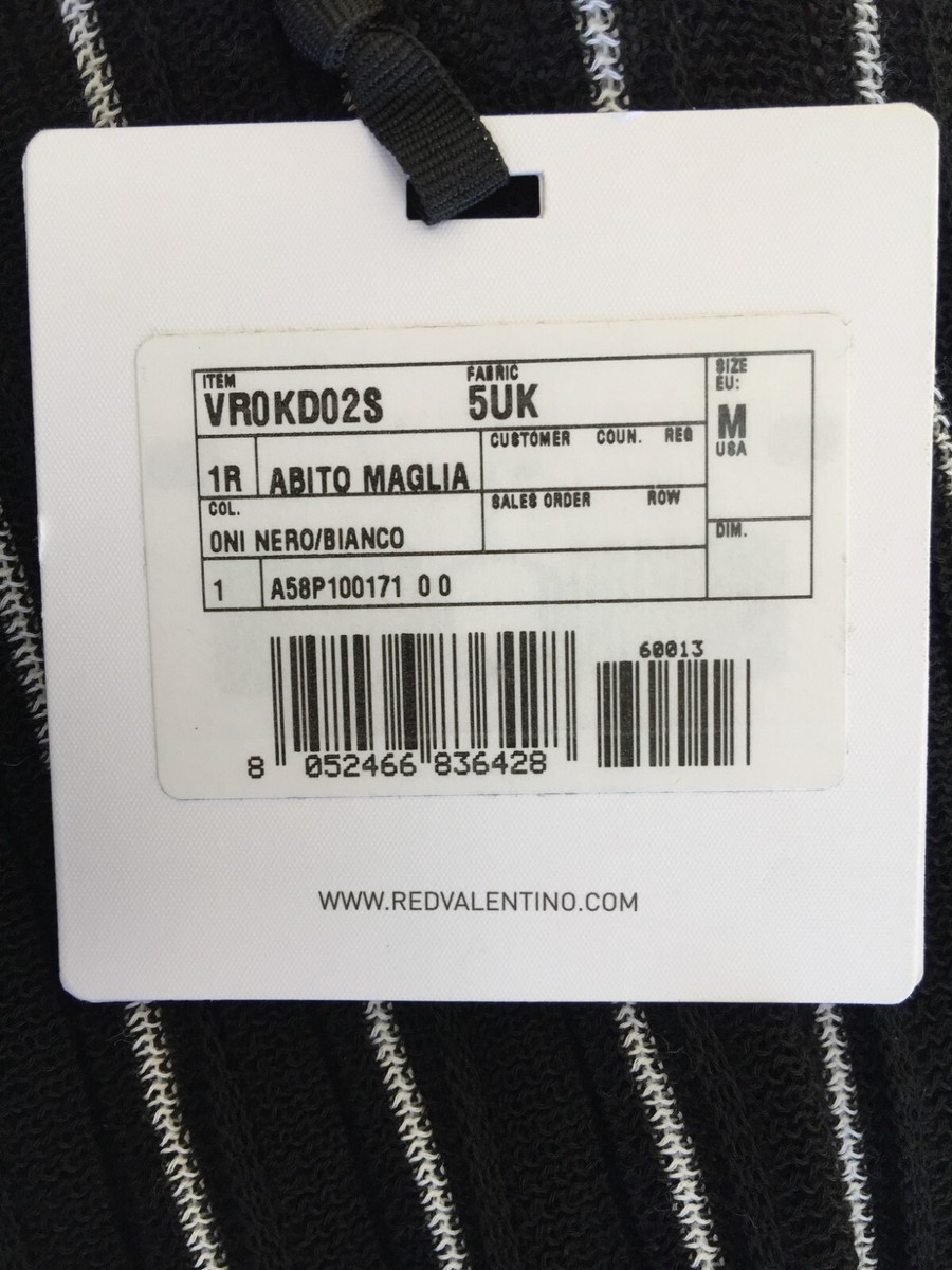 NWT Red Valentino Tie-Back Striped Ribbed Cotton Midi Dress