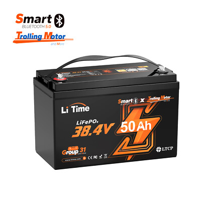 LiTime 36V 50Ah LiFePO4 Lithium Batterie Mit Bluetooth für Marine Trolling Motor