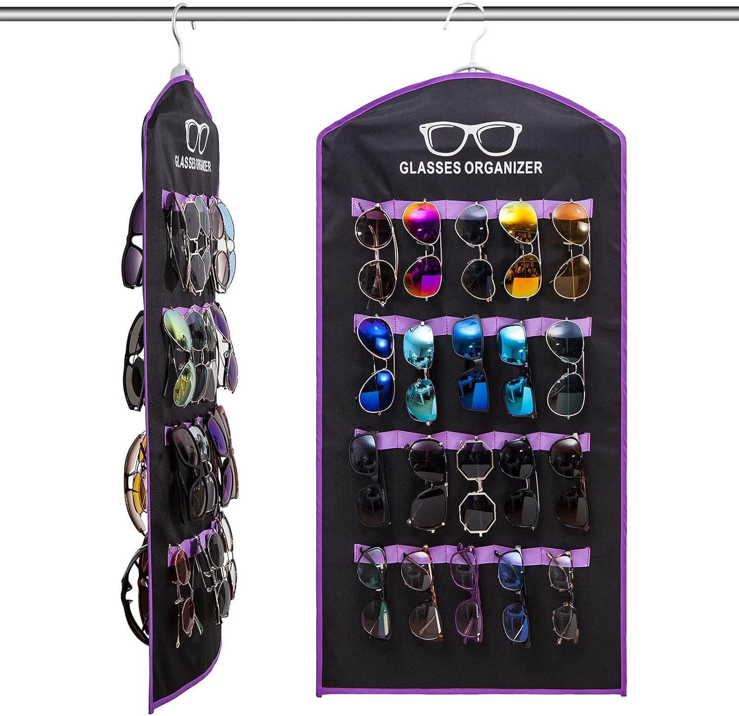 Hanging Sunglasses Organizers Eyeglasses Holder Stand, 40 Slots Eyeglass Case Ey