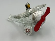 1920s AIRPLANE - SPIRIT of GOODWILL Glass CANDY CONTAINER A&E 8