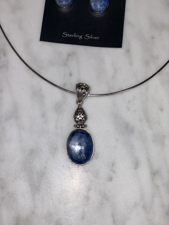 Deslumbrante Conjunto de Brincos/Pingente de Prata Esterlina Cianita, Novo com etiquetas - Imagem 2 de 4