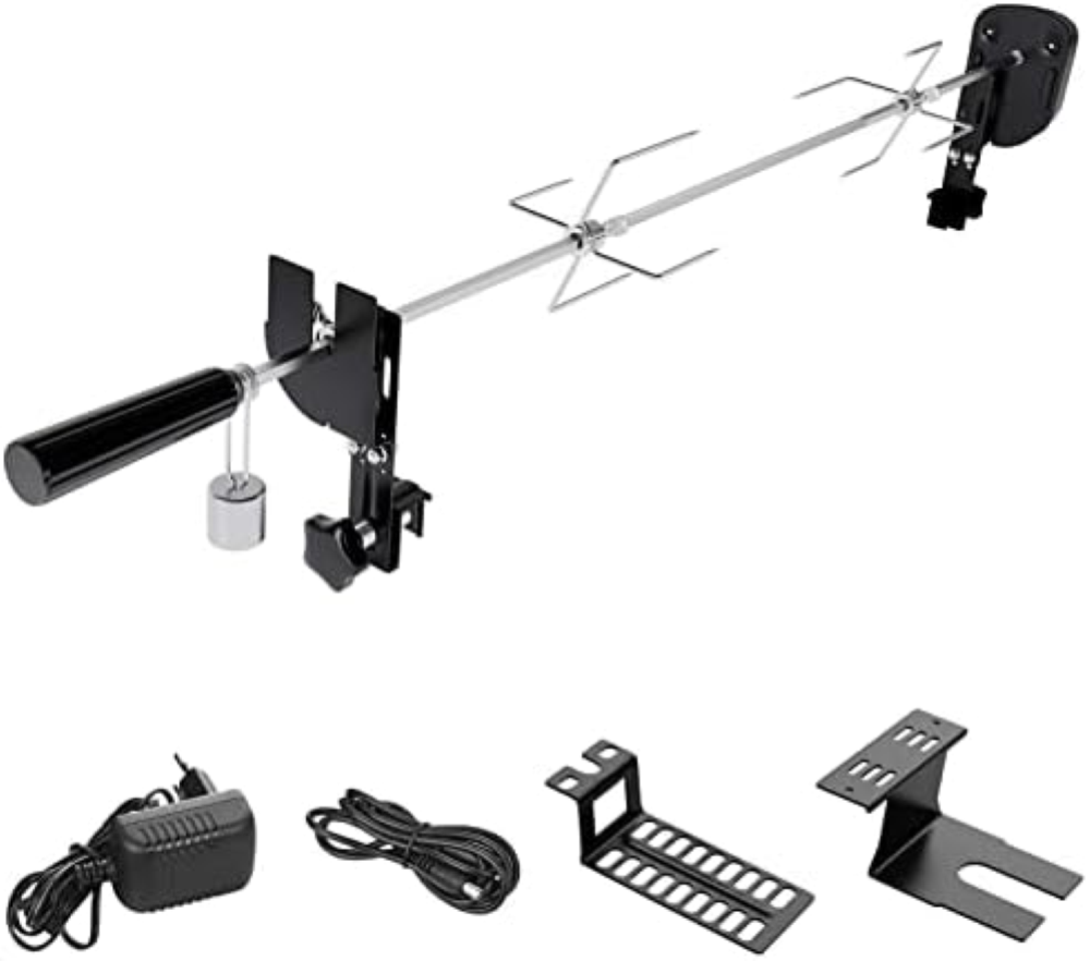 Girarrosto Elettrico con 2 Aghi per Carne, Motore, Alimentato Tramite USB e Adat