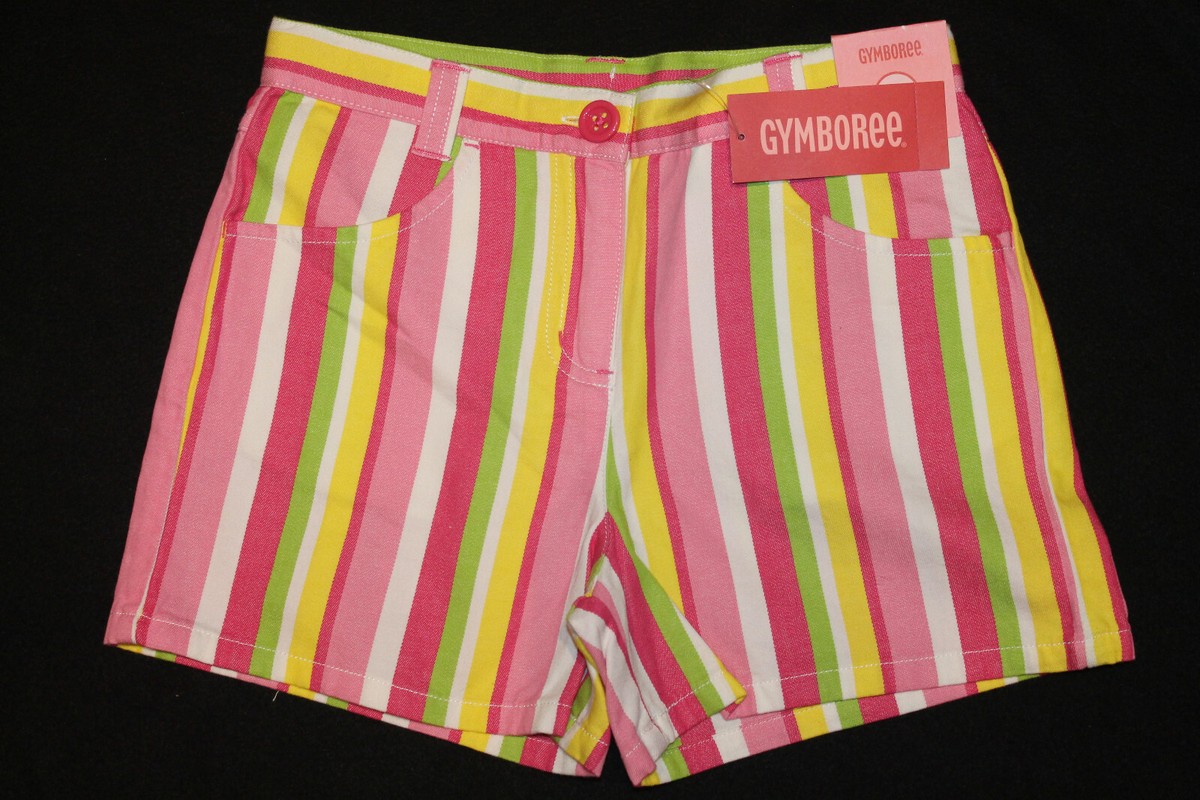 vintage GYMBOREEカラフルショートオール Gymboree PRETTY LADY pink orange yellow STRIPED Summer SHORTS