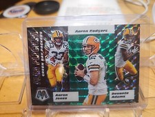 2020 MOSAIC GREEN PRIZM FLEA FLICKER AARON RODGERS DAVANTE ADAMS AARON JONES SP