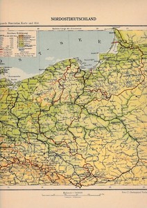Historische Landkarte Nordostdeutschland Oestergaards Handatlas Karte