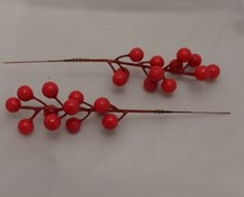 24 Artificial Red Berry Stems 8" Christmas Winter Floral Decor Wreath Craft Pick