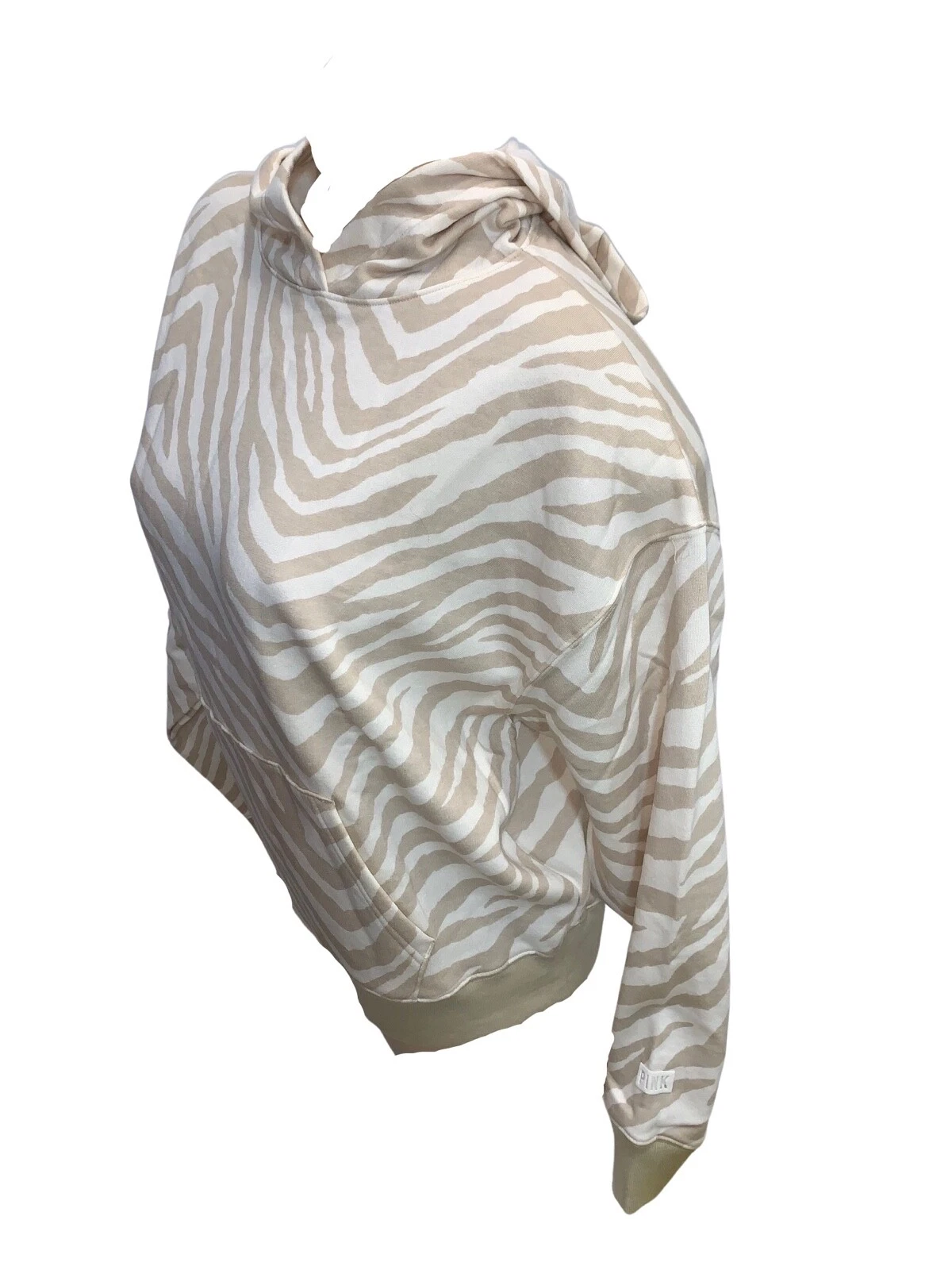 UNDERCOVER Felpa pullover rosa Victoria's Secret con cappuccio stampa animalier zebrata multicolore