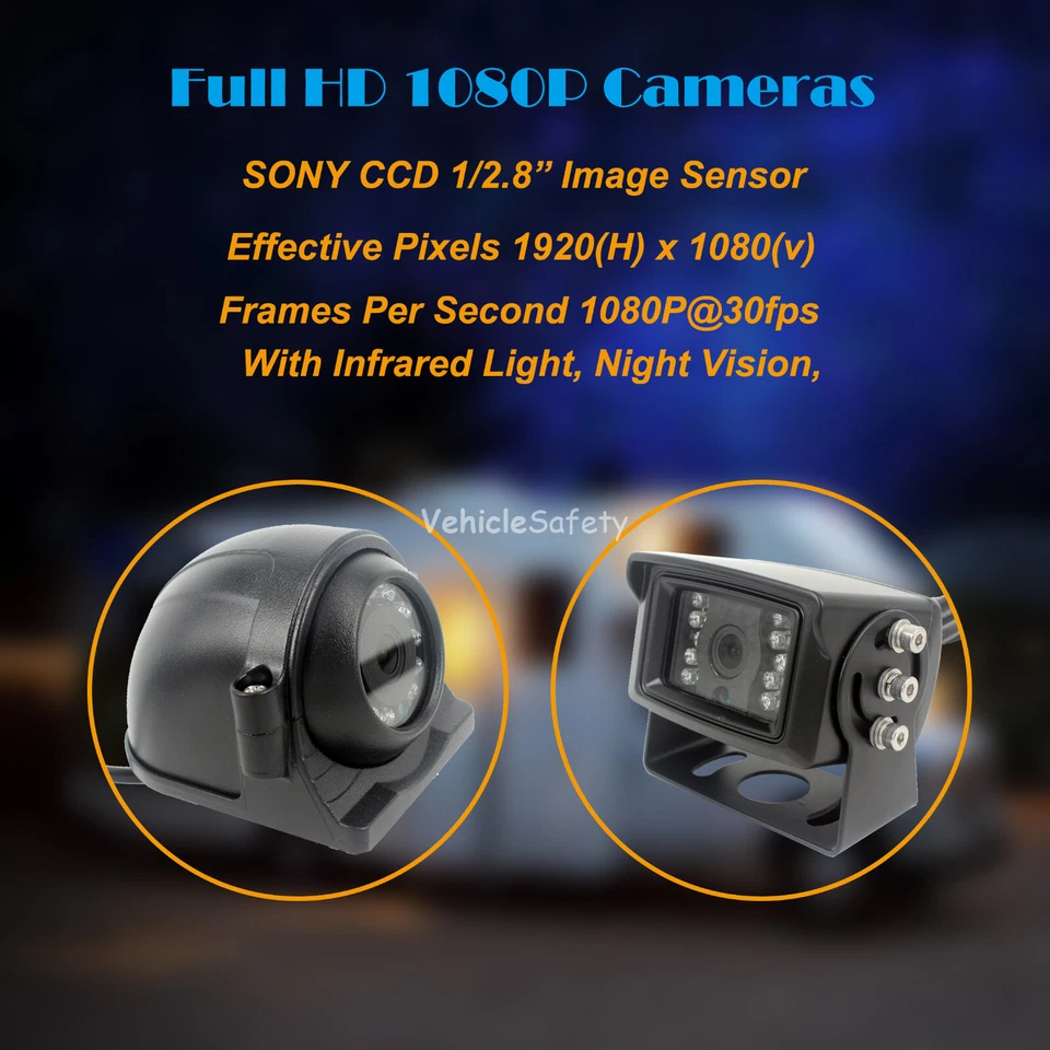 9" Wired 1080P Camera System DVR Recorder Monitor 4 Channels Trailer Cable Kit - Image 4 of 4