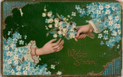 Wishes Sincere Forget-Me-Not Flower Bouquet Postcard Spc15