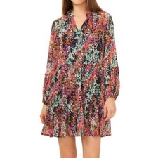 Vince Camuto Womens Tiered Mini Floral Dress Size Medium Multicolor MSRP $79 NEW