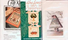 Lot of 3 CHRISTMAS cross stitch pattern 12 days christmas, card, sampler tree