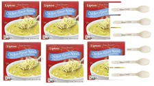 Lipton Soup Secrets Instant Soup Mix Chicken Noodle 4.2 Ounce + Wooden Spoon 6pk