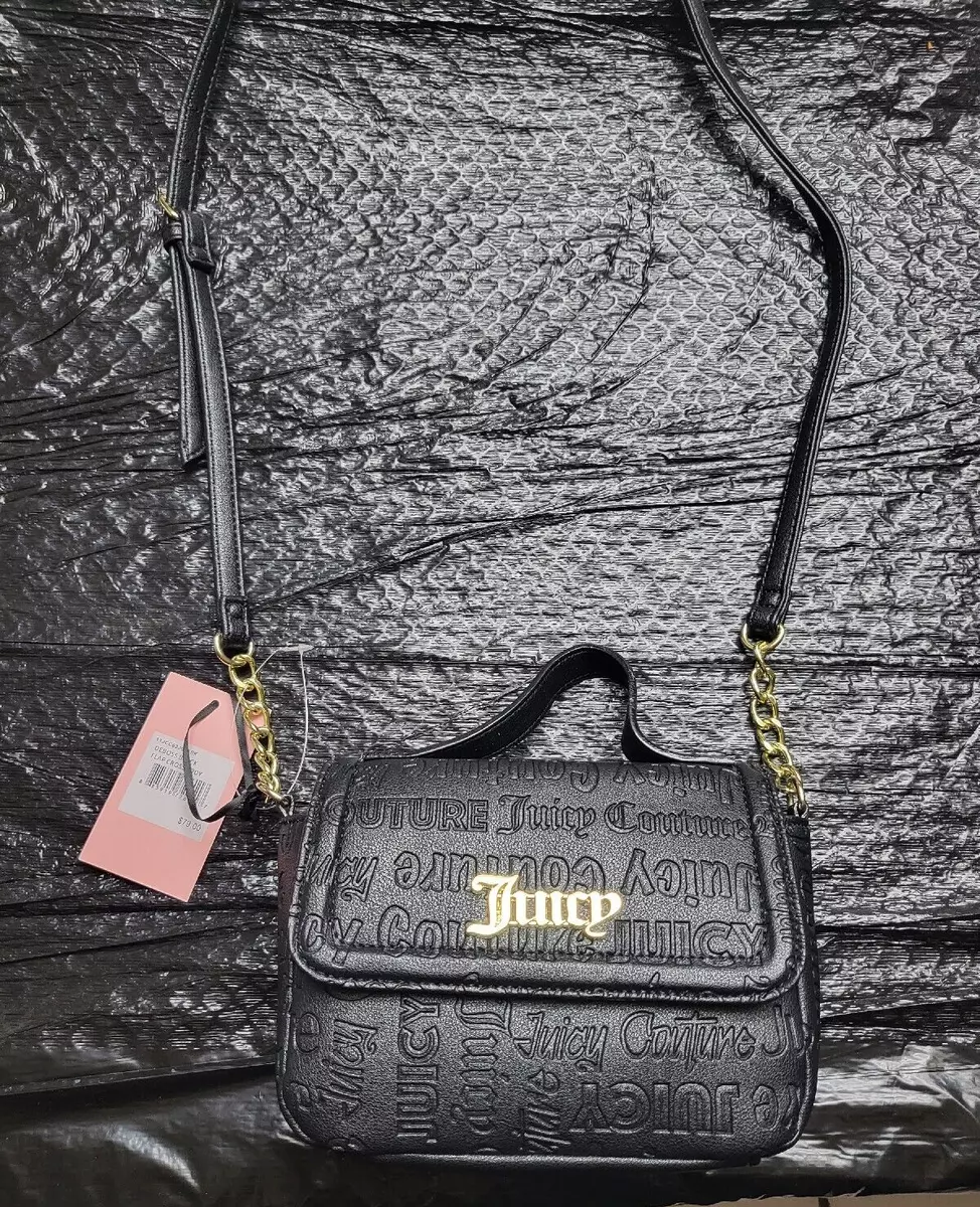 NWT JUICY COUTURE DEBOSS BLACK FLAP CROSSBODY BAG PURSE | eBay