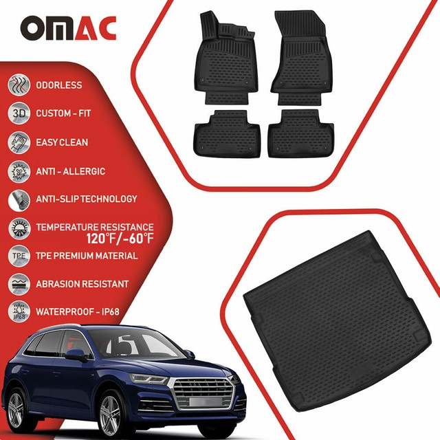 Floor Mats & Cargo Liner 3D Molded Black Set Fits Audi Q5 SQ5 20182020