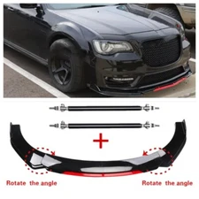 For Chrysler 300 SRT Black+Red Front Bumper Lip Spoiler Body Kits+Strut Rods US