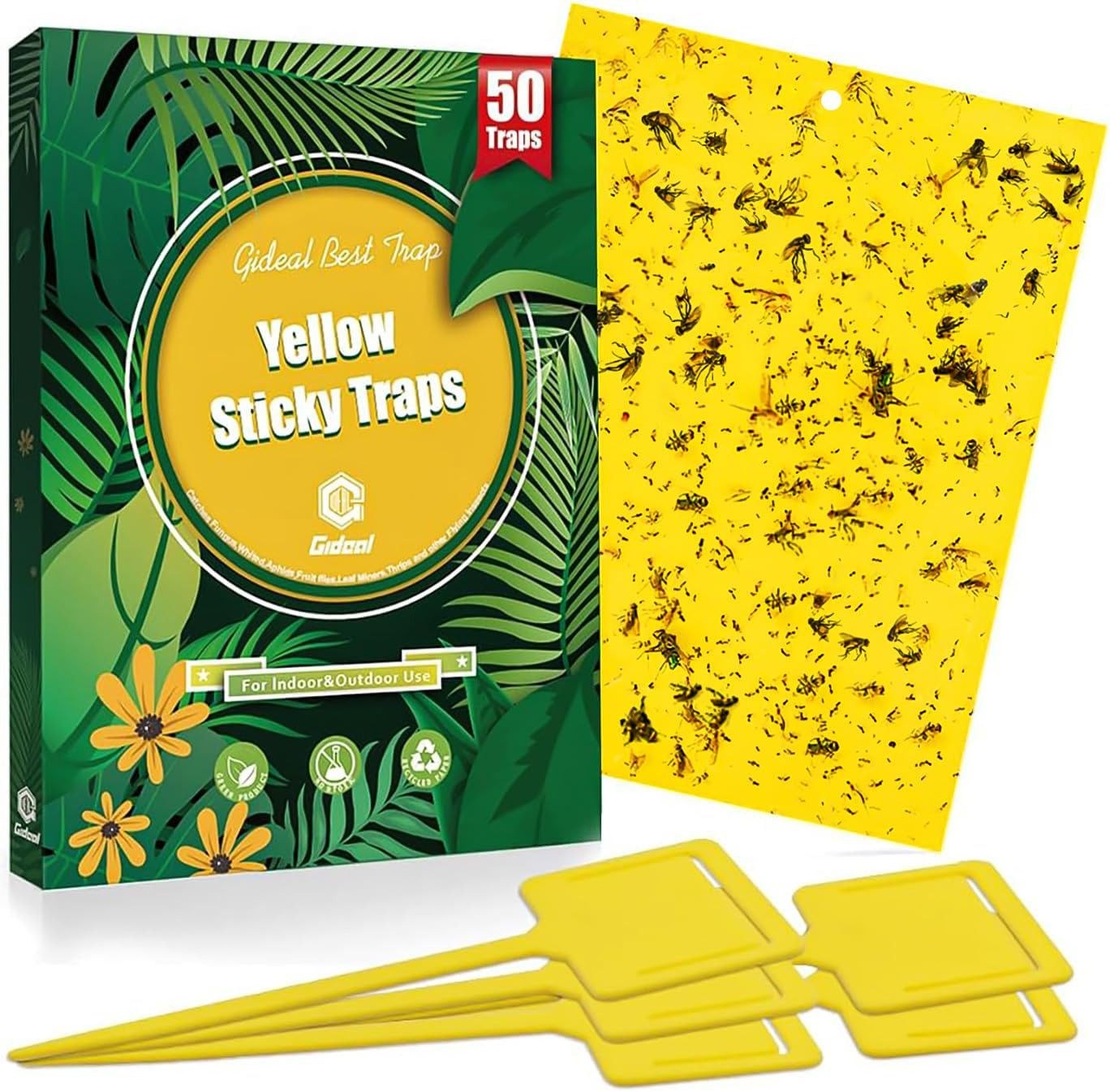 20-Pack Dual-Sided Yellow Sticky Traps for Flying Plant Insect Such as Fungus Gn