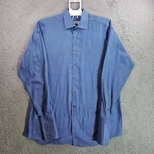 Ermenegildo Zegna Shirt Men Large 41/16 - French Cuff - Button Long Sleeve Blue