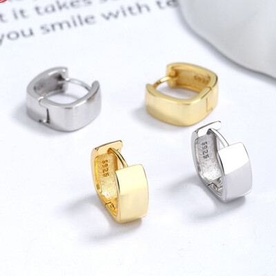 Breite Creolen Quadrat Sterling Silber 925 Damen Ohrringe Kreolen