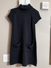 Calvin Klein Women's Size S Sweater Dress Dark Grey  Casual Acrylic Turtleneck
