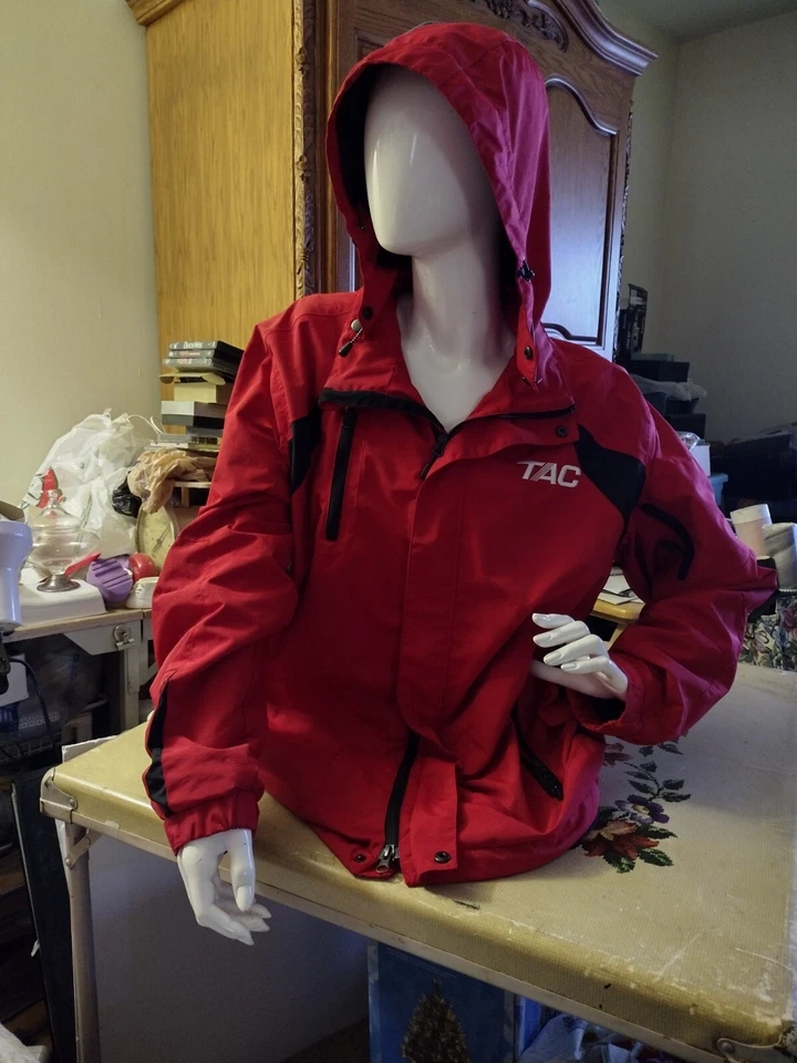 Port Authority Rain Fleece Lined Jacket Sz L Logo Embroidered Pocket Full ZipRED - Image 2 of 4