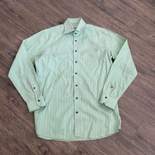 Emanuel Berg Soren Shirt Leisure Long Luxury Green Pink Striped Mens 16 41