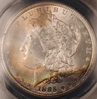 1885 Morgan Silver Dollar VAM 1G MS63 Beautifully Rainbow Toned Edges