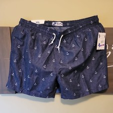 Trunks Surf  Swim Co. Printed Sano Swim Shorts Mens XXL Chambray Anchor AOP