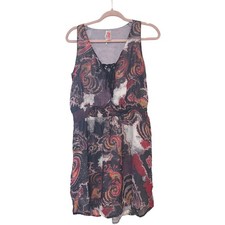 Free People sz S purple boho mini tank dress elastic waist J