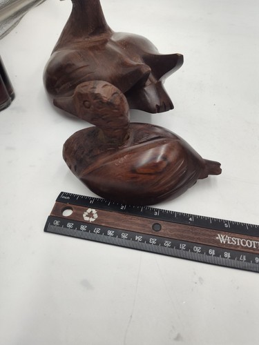 Vtg Handcarved Pair Of Ironwood Duck Decoys Figurines Heavy Wood - Picture 14 of 17
