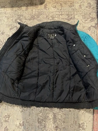 Vintage OG 80s/90s S.K.I Puffer Jacket X-Large EUC Rare Pink Turquoise  image 3