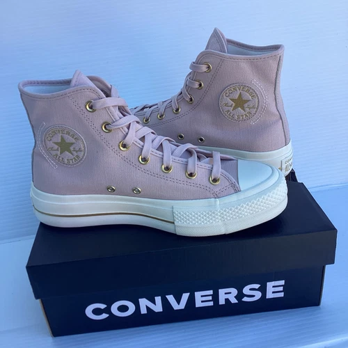 Converse Chuck Taylor All Star Lift Platform High Top Flush Stone oro taglia 8 5