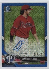 2018 Bowman Chrome Prospect HTA Blue Mojo Refractor /150 Connor Seabold Auto ms9