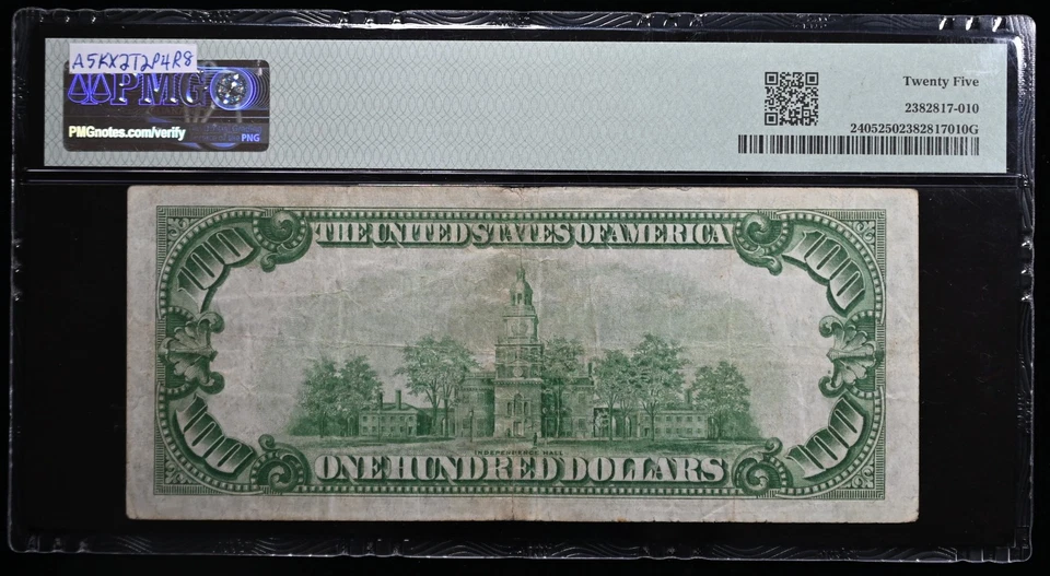 1928 $100 GOLD CERTIFICATE PMG 25 - Image 2 of 2