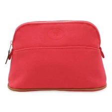 Hermes Bolide Pouch 20 Canvas Cosmetic Bag Women Pink One Size