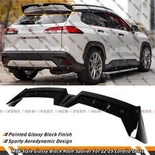For 22-26 Toyota Corolla Cross MCX Gloss Black Rear Roof Spoiler Wing Extension