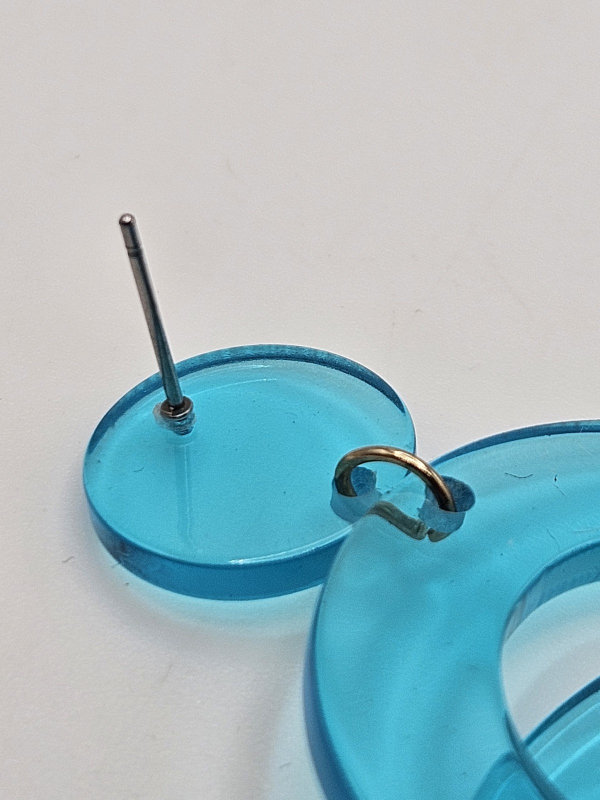 Blue Translucent Acrylic Dangle Pierced Earrings - image 11