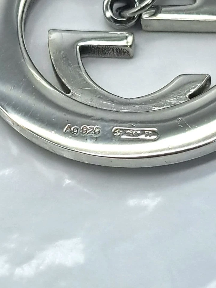 GUCCI Collana Ciondolo Incastro GG Argento 925 Unisex Accessorio Autentico - Immagine 4 di 4