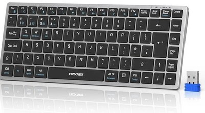 Tecknet TK-KB006 Silber Wiederaufladbare Kabellose Bluetooth Tastatur UK QWERTY