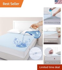 Queen Zippered Mattress Encasement - 6 Sided Waterproof Mattress Protector wi...